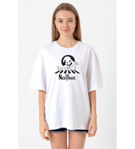 The Nightmare Oogie Boogie Beyaz Kadın Oversize Tshirt