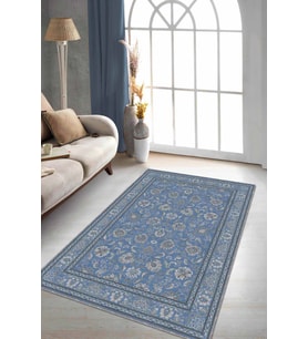 Mavi Vintage Kaymaz Tabanlı Makinede Yıkanabilir Halı RV291 - 100 x 160 cm