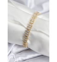 Pirinç VIP Seri Gold Renk Oval Sıralı Kadın Bileklik - TJ-BB7926