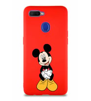 Oppo AX7 Soft Premier Kapak Mickey Mouse-A Tasarımlı Silikon Kılıf - Kırmızı (Şeffaf)