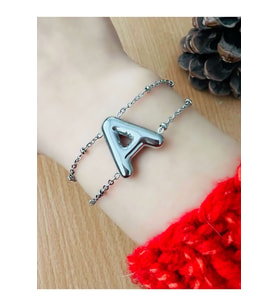 GÜMÜŞ RENK A HARF ÇELİK BALON BİLEKLİK 18+6 CM ACR5276