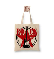 Rock Star Beyaz Bez Çanta Uzun Saplı Alışveriş Çantası Plaj Çantası