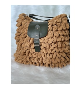 25x20 El Yapımı Örgü Puffy Peluş Astarlı Çanta