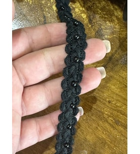 EN 1 CM SİYAH BONCUKLU TRİKO ŞERİT DİKİŞ GİYİM AKSESUARI 1 METRE