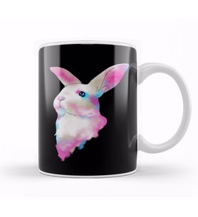 Cute Space Rainbow Gaussian Blur Rabbit Galactic Kupa Bardak Porselen