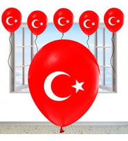 YÜKSEK KALİTE 25 ADET TÜRK BAYRAKLI BALON KIRMIZI BAYRAKLI BALON HELYUM GAZI UYUMLUDUR İTALYAN MALI