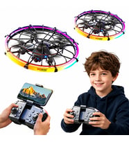 UFO Tasarımlı RGB LED Işıklı HD Kameralı Drone Koruma Kafesli