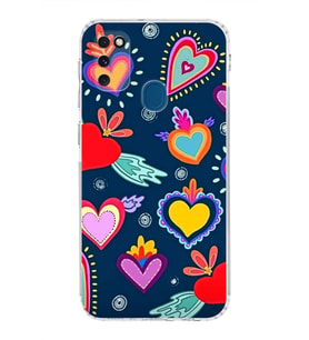 PrintiFy Samsung Galaxy M21 ile Uyumlu Retro Color 3  Kamera Korumalı Şeffaf  Kılıf