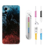 Vivo Y15S Y32 Y33S Y51 Y53S Kılıf Kablo Koruma Spiral Silikon Red Blue Black Abstact 1386