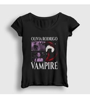 Presmono Kadın Siyah Vampire Müzik Olivia Rodrigo T-Shirt 499921tt