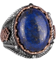 Doğal Lapis Lazuli Taş Yüzük, 925 Ayar Gümüş Erkek Yüzük, Bilgelik ve Gerçek Tasarımı