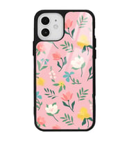 iPhone 12 Pinky Flowers Tasarımlı Glossy Telefon Kılıfı