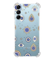 PrintiFy Samsung Galaxy M14 Uyumlu Nazar Boncuğu 5 Baskılı Şeffaf Köşe Korumalı Antişok Kılıf