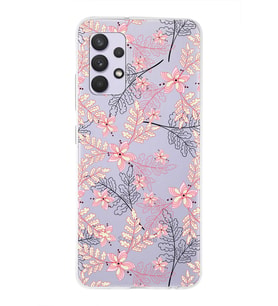 Samsung Galaxy A13 Uyumlu Kapak Floral Kırmızı Tasarımlı Şeffaf Silikon Kılıf