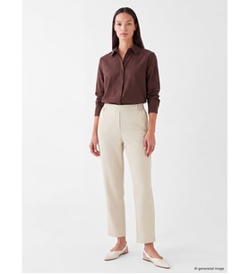 LCWAIKIKI Classic Bej Beli Lastikli Kadın Pantolon