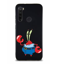 Xiaomi Redmi Note 8 Soft Premier Kapak Bay Yengeç Tasarımlı Silikon Kılıf - Siyah (Şeffaf)