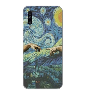 Samsung Galaxy A30S/A50/A50S Uyumlu Sanatsal Vintage Desenli Şeffaf Telefon Kılıfı