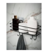 Yapışkanlı 4 Kancalı Banyo Rafı Siyah Banyo Lif Şampuanlık