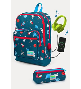 Coral High Uzay Desenli USB'li 2'li Okul Çanta Seti - Erkek Çocuk