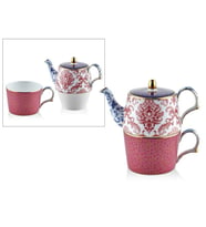 LAMEDORE TEA DELİGHT TEK KİŞİLİK DEMLİKLİ FİNCAN SETİ BLOOMİNG BAROQUE