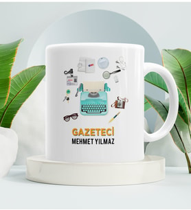 Gazeteciye Hediye Kupa Bardak Beyaz 001