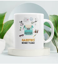 Gazeteciye Hediye Kupa Bardak Beyaz 001