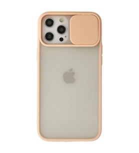 Apple İphone 12 Pro Max Kılıf Palm Buzlu Kamera Sürgülü Silikon - Pembe