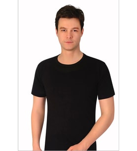 Erkek Likralı Bisiklet Yaka Yarım Kol Atlet 6'lı Paket (Siyah)