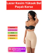 Yeni Sezon İz Göstermeyen Kaymaz Sıkılaştırıcı Toparlayıcı Kadın Lazer Kesim Yüksek Bel Paçalı Korse (Ten)