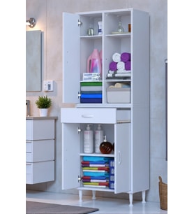 Eliusta Rivo 4 Raflı Banyo/Mutfak Dolabı 60 cm Beyaz Renkli  Çok Amaçlı Dolap 60x173x32,5 cm Ebatlarında
