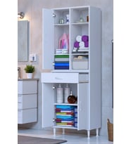 Eliusta Rivo 4 Raflı Banyo/Mutfak Dolabı 60 cm Beyaz Renkli  Çok Amaçlı Dolap 60x173x32,5 cm Ebatlarında
