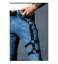 Erkek Bacak Harness, Deri Bacak Aksesuarı, Fantazi Erkek Dış Giyim (Kırmızı)