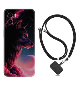 Vivo Y15S Y32 Y33S Y51 Y53S Kılıf Boyun Askılı Silikon Wolf and Moon 1380