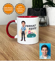 Kişiye Özel Karikatürlü Paramedik Hediye Kupa Bardak Erkek Paramediğe Tıp Bayramı Hediyesi (Kırmızı)