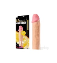 Max Man  Uzatmalı Ttırtıklı Realistik Dokuda Penis Kılıfı 3 cm