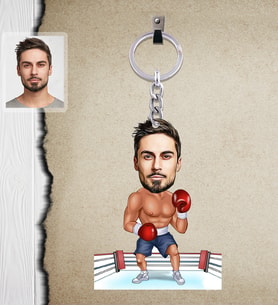 Kişiye Özel Sporcu Karikatürlü  Ahşap Anahtarlık Bay-4-Eco