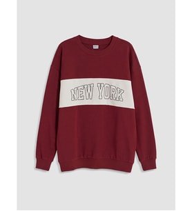 LCW Kids Bordo New York Baskılı Erkek Çocuk Sweatshirt