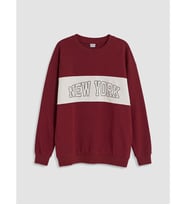 LCW Kids Bordo New York Baskılı Erkek Çocuk Sweatshirt