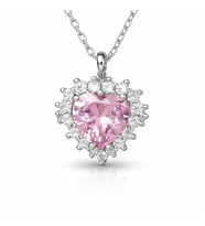 925 Ayar Gümüş Pembe Taşlı Kalp Koly