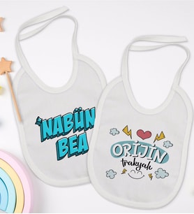 BK Kids Nabün Bea ve Orjin Trakyalı Tasarımlı 2’li Beyaz Mama Önlüğü-1