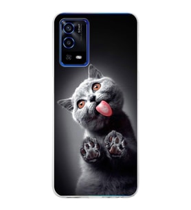 PrintiFy Oppo A55  ile Uyumlu 1mm Slim Fit Kedi 2 050c Baskılı Şeffaf  Kılıf