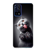 PrintiFy Oppo A55  ile Uyumlu 1mm Slim Fit Kedi 2 050c Baskılı Şeffaf  Kılıf