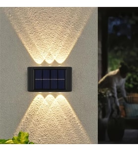 6 Ledli Solar Duvar Lamba Dekorasyon Aydınlatma Aplik Güneş Enerji Gün Işığı 2 Li Set