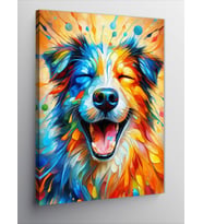 Kanvas Tablo Renkli Mutlu Köpek