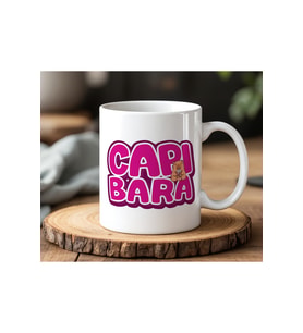 Capibara Tasarımlı Beyaz Seramik Baskılı Kupa Bardak 330ml