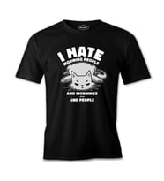 Cat and I Hate People Quote Siyah Erkek Tshirt