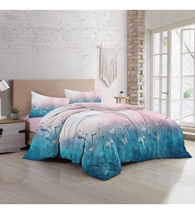 MonoHome Soft Blue Luxury Çift Kişilik Pamuk Saten Nevresim Takımı (Çok Renkli)