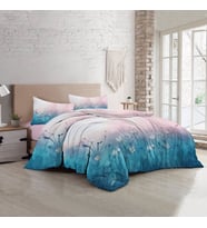 MonoHome Soft Blue Luxury Çift Kişilik Pamuk Saten Nevresim Takımı (Çok Renkli)