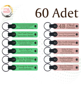 F Yeşili & Y Ağzı, Şirket Yıl Dönümüne Anlamlı Armağan 60’li Set, Kişiye Özgü Yazılı Deri Anahtarlık