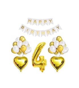 GOLD BEYAZ DOĞUM GÜNÜ BALON SETİ